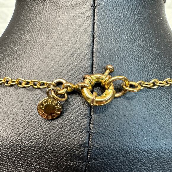 J.Crew Fashion Necklace Gold Tone White Faux Pearl Rhinestone Spring Ring Clasp - Picture 3 of 3